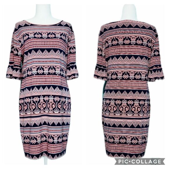 New York & Company Boho Tunic Ruffle Sleeve Dress - Picture 1 of 11